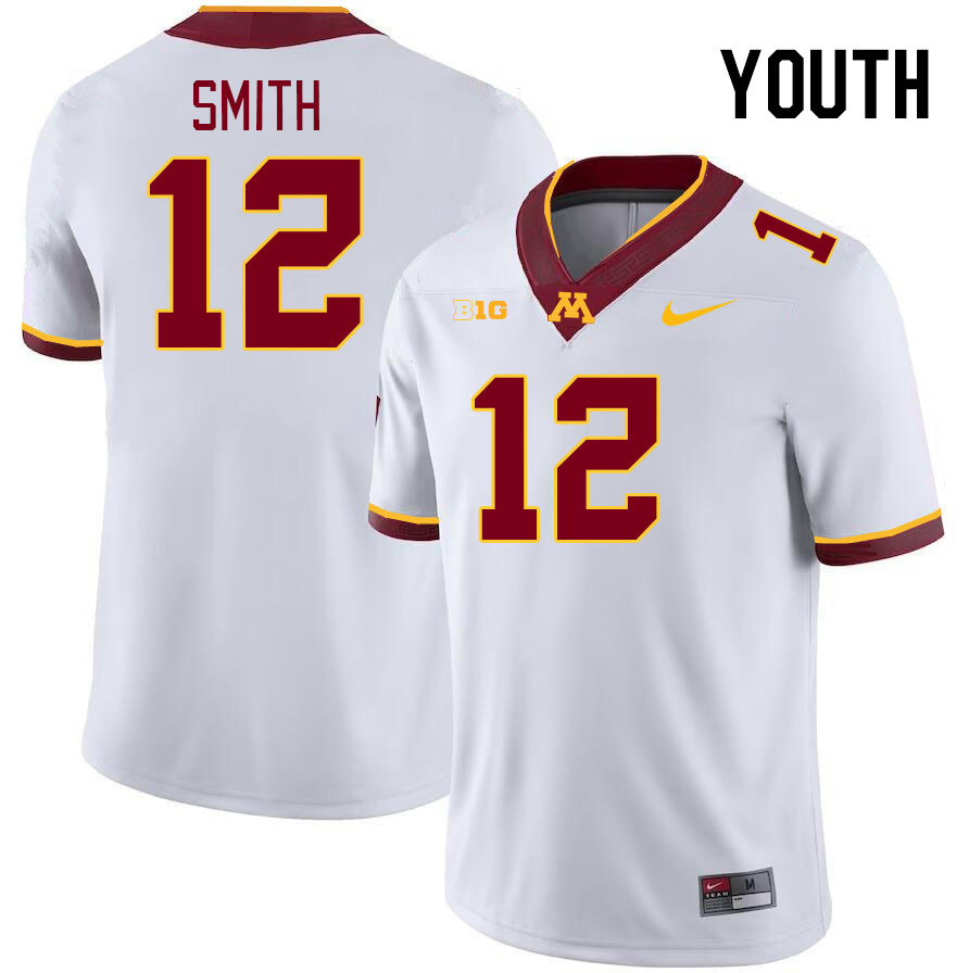 Youth #12 Jalen Smith Minnesota Golden Gophers College Football Jerseys Stitched-White